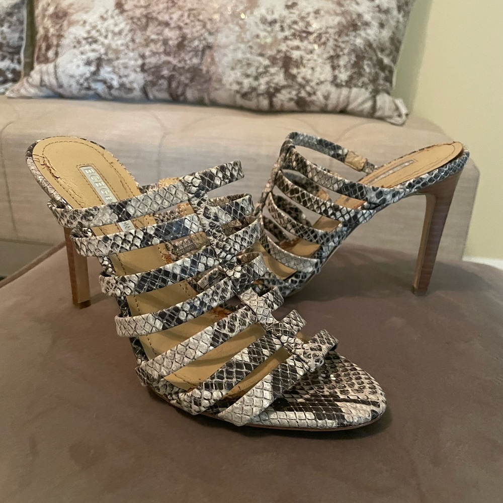 BCBGeneration Tan and brown leopard print heels, very comfortable on the feet